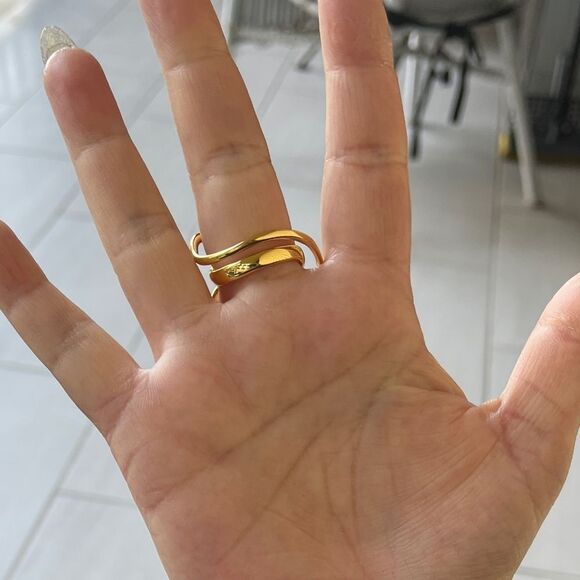 The Extra Abstract statement geometric ring in yellow gold plating over 925 - Picture 4 of 8